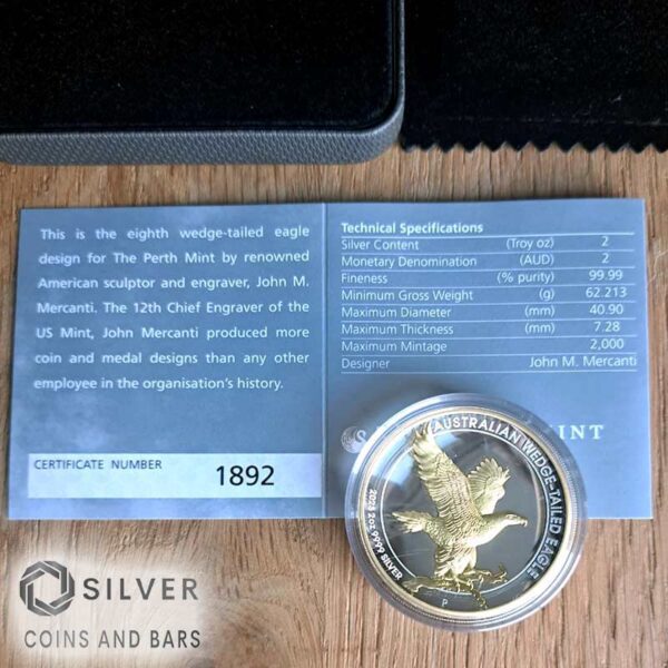 gilded wedge tailed eagle 2 oz silver coin 2023 high relief