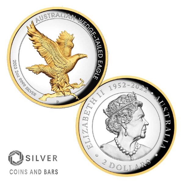 gilded wedge tailed eagle 2 oz silver coin 2023 high relief