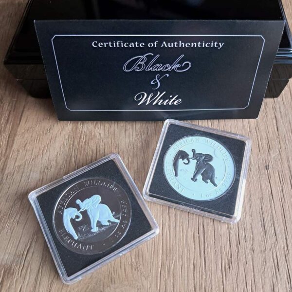 2024 1 oz Silver Somalia Elephant Black & White 1oz Two Coin Set